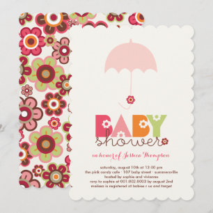 Sweet Rosa Daisy Blooms Girl Baby Shower Inbjudan
