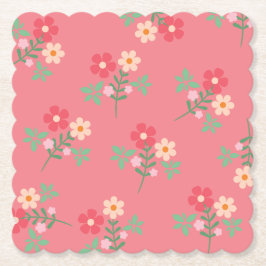 Sweet Rosa Daisy Bouquet Retro Mönster Underlägg Papper