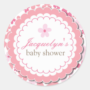 Sweet Rosa Daisy Flowers Chic Flicka Shower Runt Klistermärke