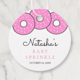 Sweet Rosa Donuts Girl Baby Sprinkle Gåvor Etiketter
