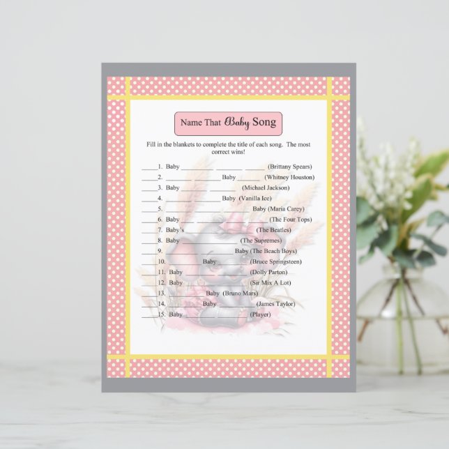 Sweet Rosa Elephant - Baby Shower Baby Sång Game (Stående Fram)