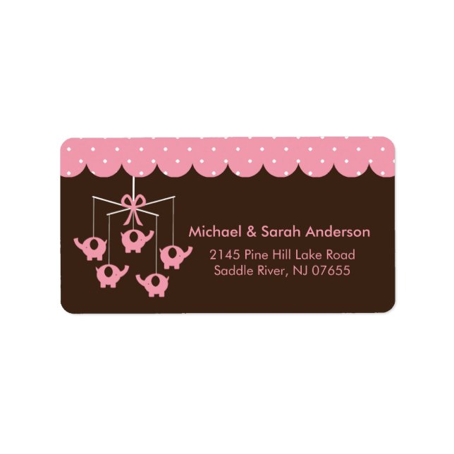 Sweet Rosa Elephant Mobile Address Label Adressetikett (Framsidan)