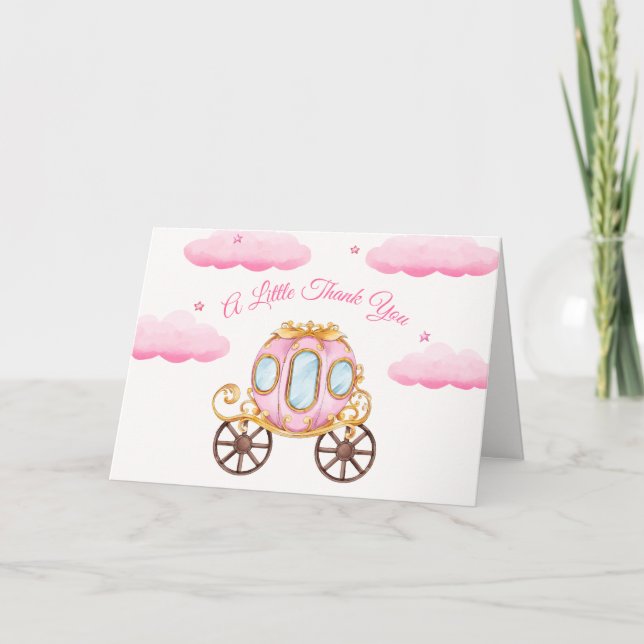Sweet Rosa Fairy Princess Carriage Baby Shower Tack Kort (Framsida)