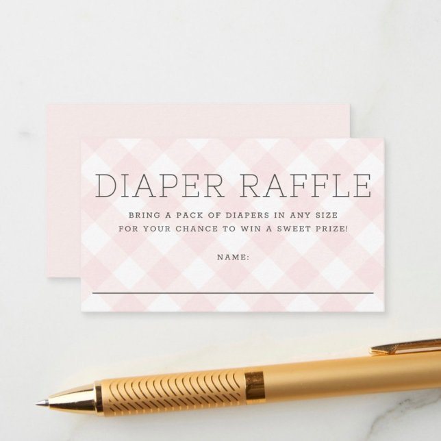 Sweet Rosa Gingham Diaper Raffle Girl Shower Tilläggskort (Skapare uppladdad)