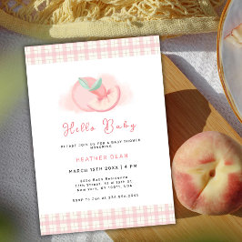 Sweet Rosa Gingham Peach Baby Shower Inbjudningar