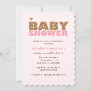 Sweet Rosa Girl Baby Shower Inbjudningar