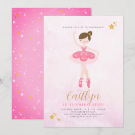 Sweet Rosa & Guld Ballerina Birthday Call Inbjudningar