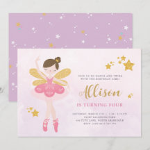 Sweet Rosa & Guld Ballerina Fairy Birthday
