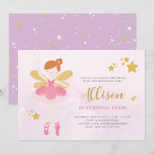 Sweet Rosa & Guld Ballerina Fairy Birthday Investi