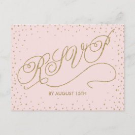 Sweet Rosa & Guld Glitter Stars OSA Postcard Inbjudan Vykort