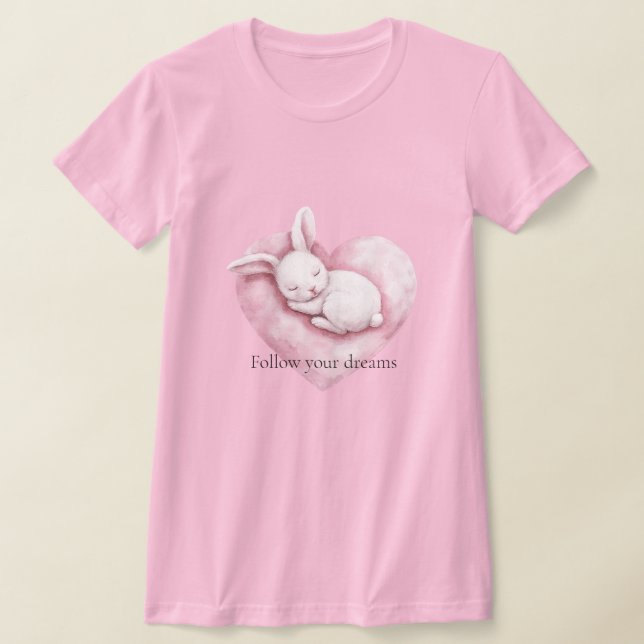 Sweet Rosa Heart Bunny Heart Pillow T Shirt (Laydown)