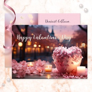 Sweet Rosa Heart Glad Valentine Day Card Julkort