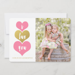 Sweet Rosa Hearts | Fotokort på Alla hjärtans dag Julkort