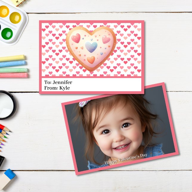 Sweet Rosa Hearts Photo Classroom Mini Valentine Kort (Skapare uppladdad)