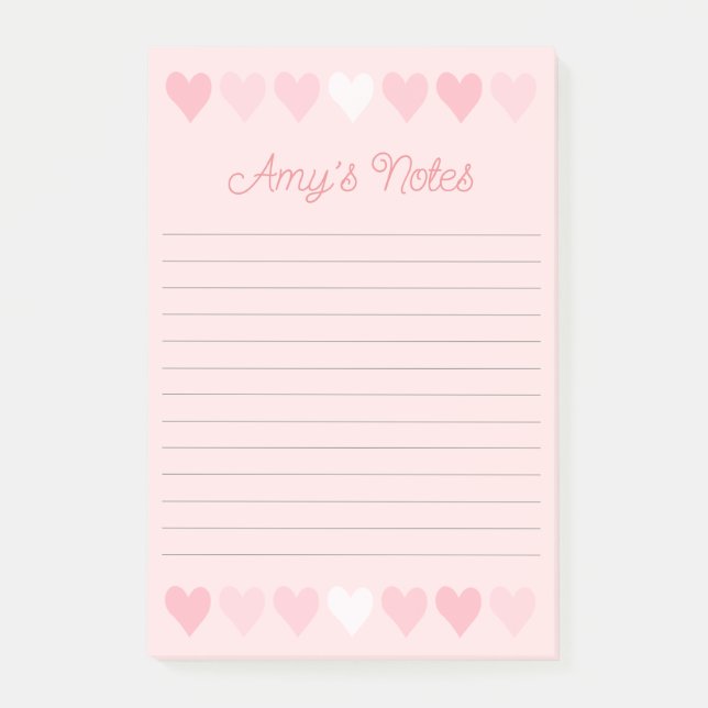 Sweet Rosa Hearts Post-it Block (Framsida)