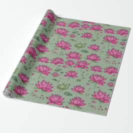 Sweet Rosa Lotus Flower Botanical Grey Presentpapper