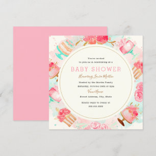 Sweet Rosa Mint Cake Wake and Baby Shower Inbjudningar