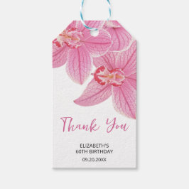 Sweet Rosa Orchid Blommigt Birthday Tack Presentetikett