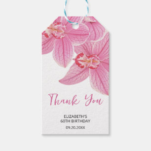 Sweet Rosa Orchid Blommigt Birthday Tack Presentetikett