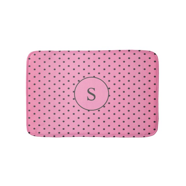 Sweet Rosa Polka dots Monogrammed Bath Mat Badrumsmatta (Framsidan)