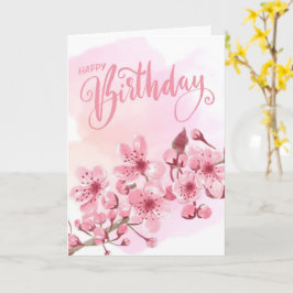 Sweet Rosa Sakura Blommigt Birthday Kort