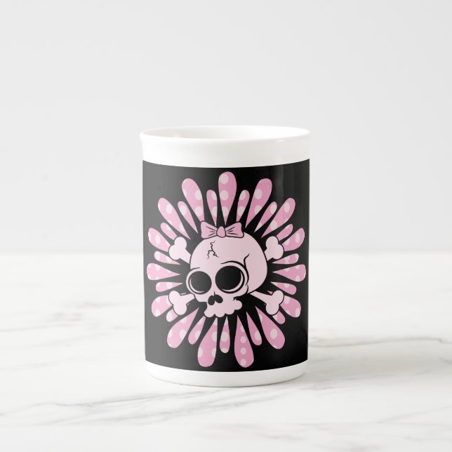 Sweet Rosa Skull Benporslin Mugg (Framsidan)