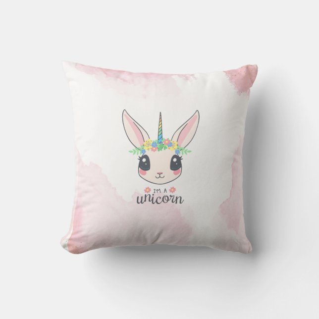 Sweet Rosa Unicorn Kudde (Framsida)