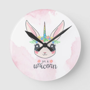 Sweet Rosa Unicorn Rund Klocka