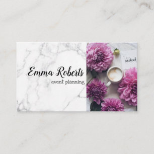 Sweet Rosa Watercolor Peonies Blommigt Monogram Visitkort