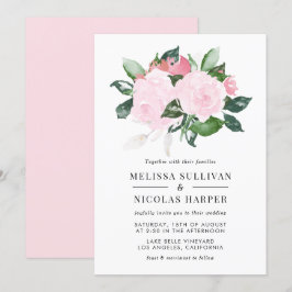 Sweet Rosa Watercolor Ro bröllopsinbjudan Inbjudningar