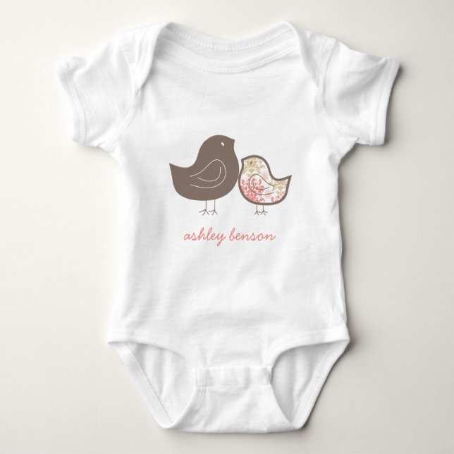 Sweet Rosa Whimsical Damask Baby Chicks T-shirt (Framsida)