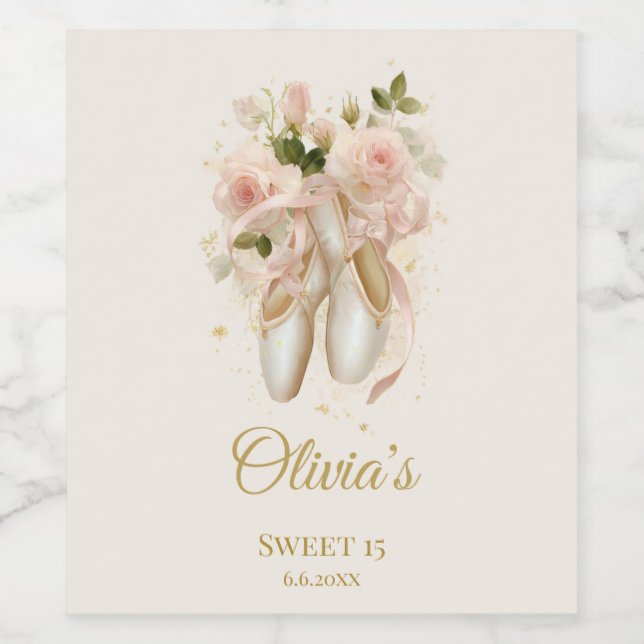 Sweet Rosé Ballet Soirée, anpassningsbar Vinflaska Etikett (Singel etikett)