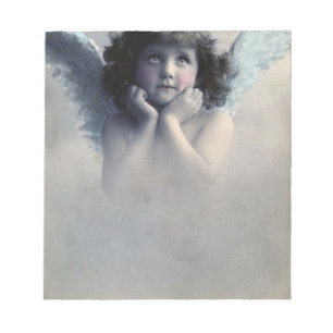 Sweet Rosy Cheeked Vintage Angel i Clouds Anteckningsblock