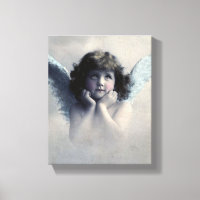 Sweet Rosy Cheeked Vintage Angel i Clouds