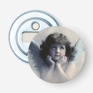 Sweet Rosy Cheeked Vintage Angel i Clouds Flasköppnare