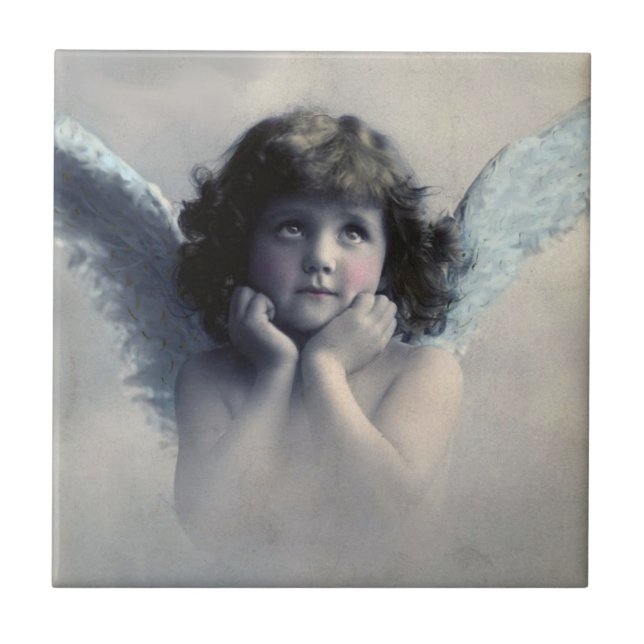Sweet Rosy Cheeked Vintage Angel i Clouds Kakelplatta (Framsidan)