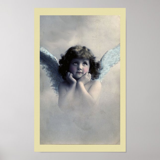 Sweet Rosy Cheeked Vintage Angel i Clouds Poster (Framsidan)