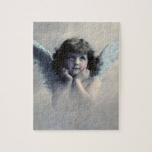 Sweet Rosy Cheeked Vintage Angel i Clouds Pussel