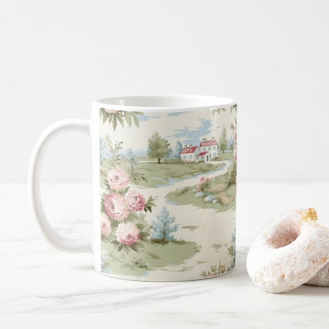 Sweet Rustic Land Home Blommigt liggande Kaffemugg (Med munk)