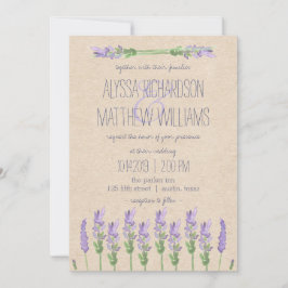 Sweet Rustic Lila Lavender på Kraft Titta Bröllop Inbjudningar