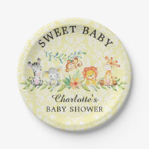 Sweet Safari Animals Baby Shower 7 tum Plate