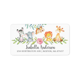 Sweet Safari Animals Baby Shower-adressetikett Adressetikett