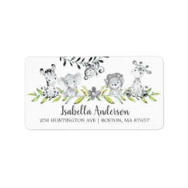 Sweet Safari Animals Baby Shower-adressetikett Adressetikett