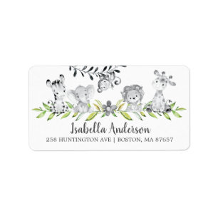 Sweet Safari Animals Baby Shower-adressetikett Adressetikett