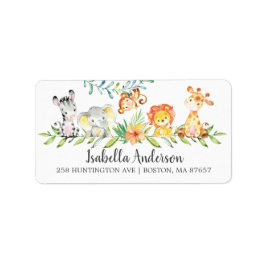 Sweet Safari Animals Baby Shower-adressetikett Adressetikett