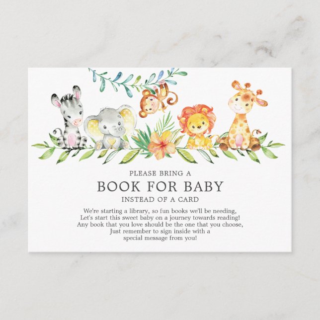 Sweet Safari Animals Baby Shower Bok för Baby Tilläggskort (Framsida)