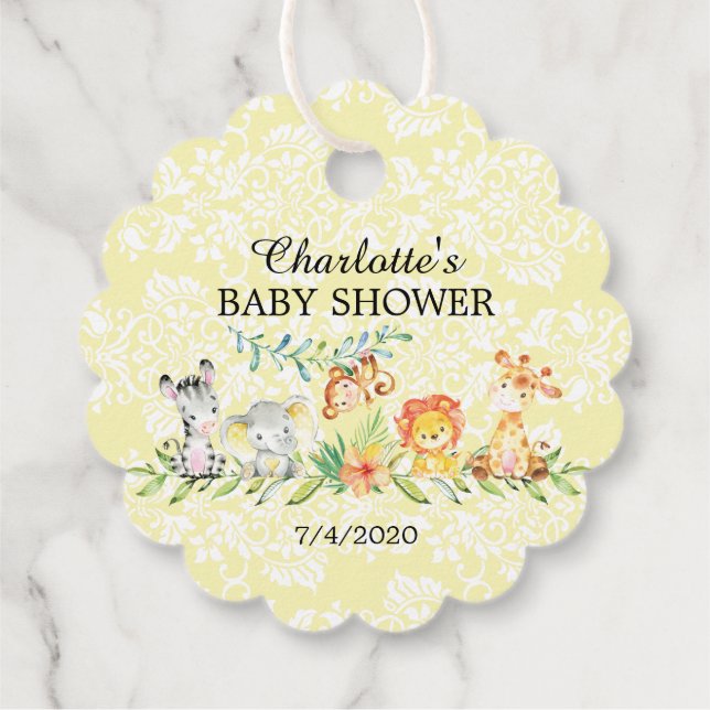 Sweet Safari Animals Baby Shower Favor Gift Märkre Gåvor Etiketter (Baksida)