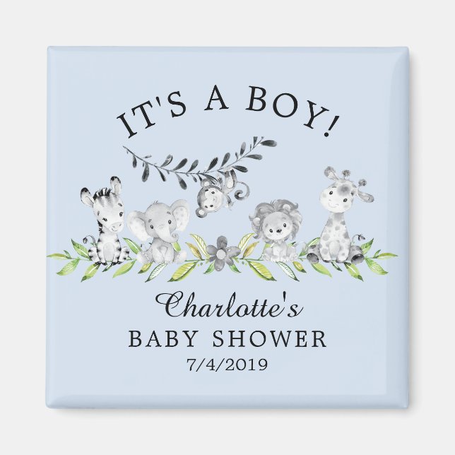 Sweet Safari Animals Baby Shower Favor Magnet (Framsidan)