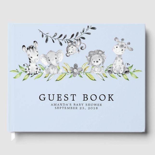 Sweet Safari Animals Baby Shower Guest Bok (Framsida)