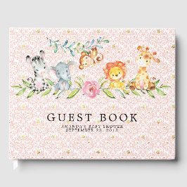 Sweet Safari Animals Baby Shower Guest Bok